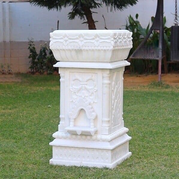 Handcrafted Marble Tulsi Vrindavan Pots