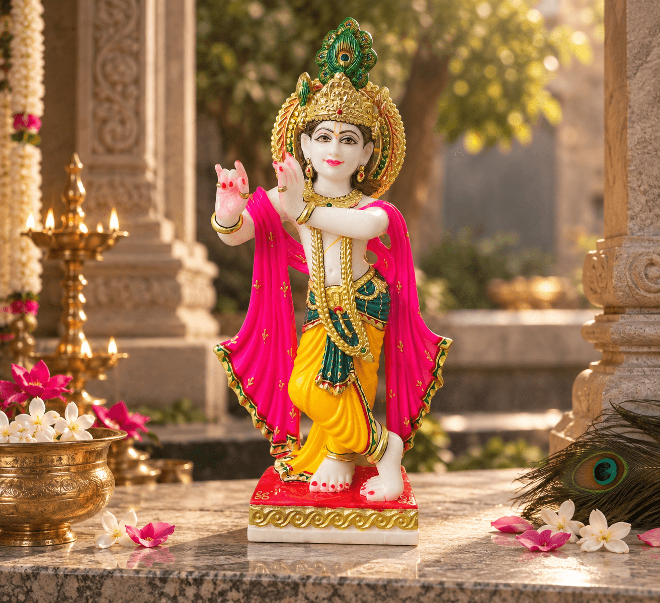 Marble Krishna & Gau Gopal Statues
