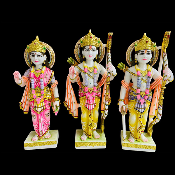 Lord Ram Darbar Multicolor Standing Marble Statue